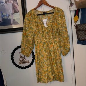 J. Crew Yellow Floral Mini Dress